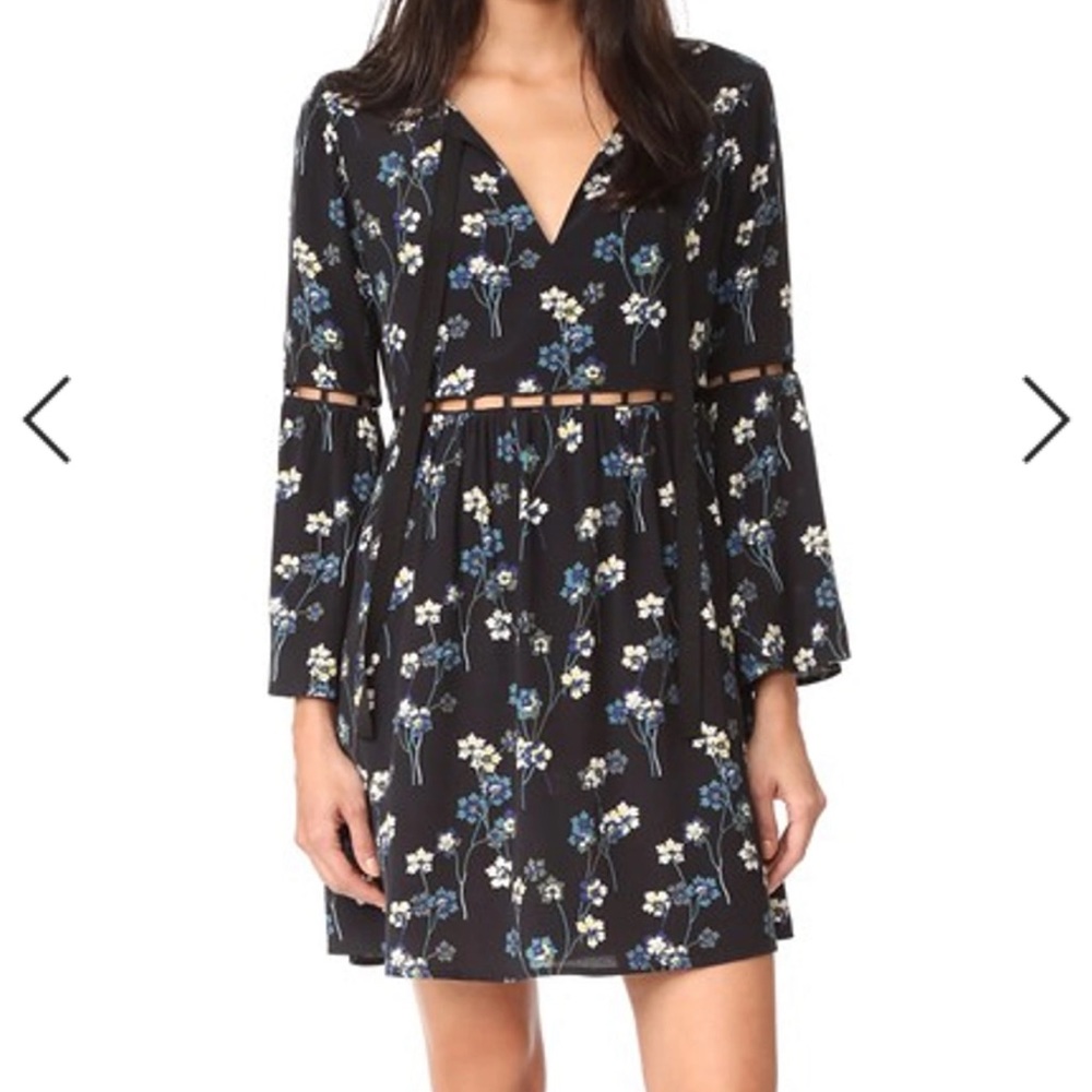 Ella Moss Adara Floral Print Long Sleeve Cutout Dress Size S